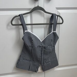 Zara Black and White Checkered Blouse